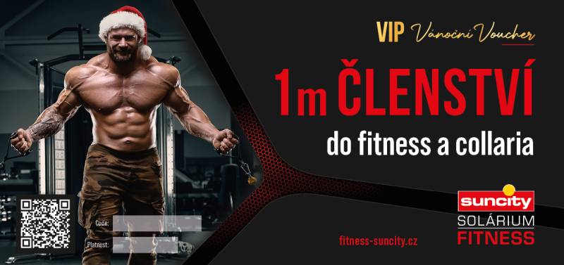 Voucher VIP Vánoční Voucher: 1m ČLENSTVÍ do fitness a collaria